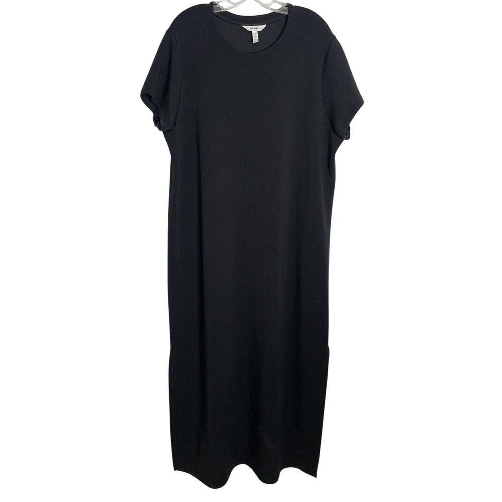 Spanx AirEssentials Short Sleeve Maxi Black Shirt Dress Size 2X Doft Cozy